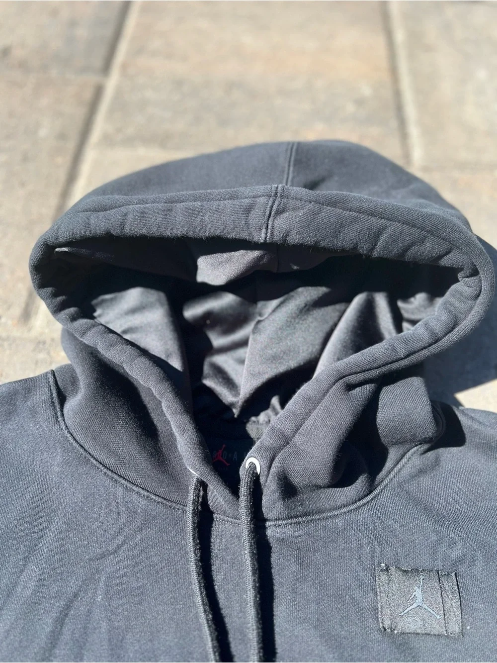 Jordan Flight Men's Fleece Hoodie Black Satin Lined Hood Small